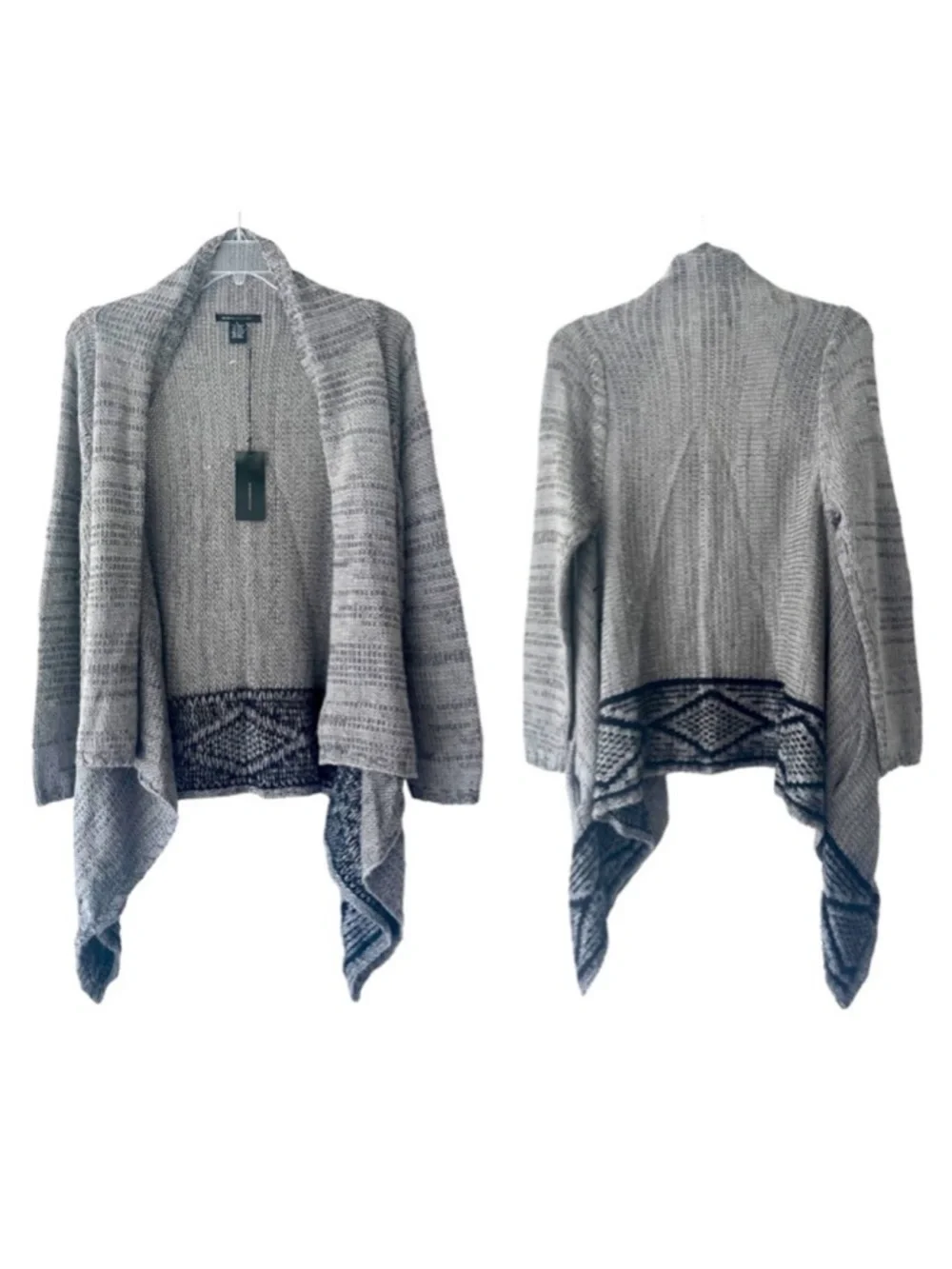 BCBGMaxazria Open Front Draped Cardigan Gray Large NWTS